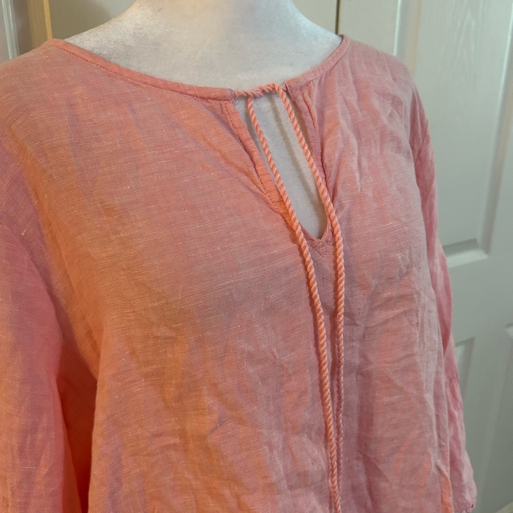 Tahari pink linen tunic, size 2X - Picture 2 of 6